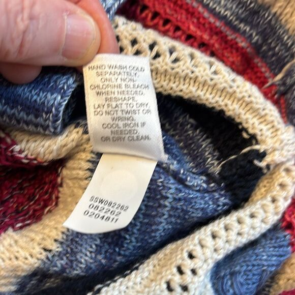 J. Jill Red White Blue Striped 3 Button Cardigan Size Small Petite - Picture 9 of 9